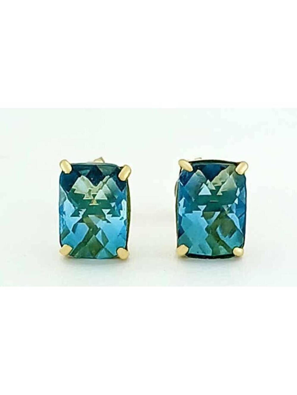 GENUINE 2.18 Cts BLUE ZIRCON STUD EARRINGS 14K GOLD - Free Certificate Appraisal